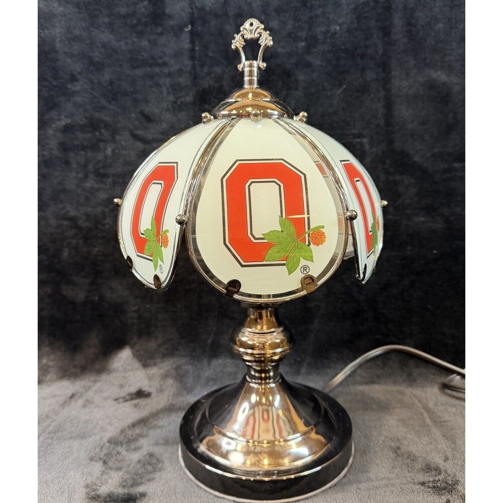 Ohio State Buckeyes NCAA 3-way Touch Lamp Table Light Glass Shade 15” WORKS Rare